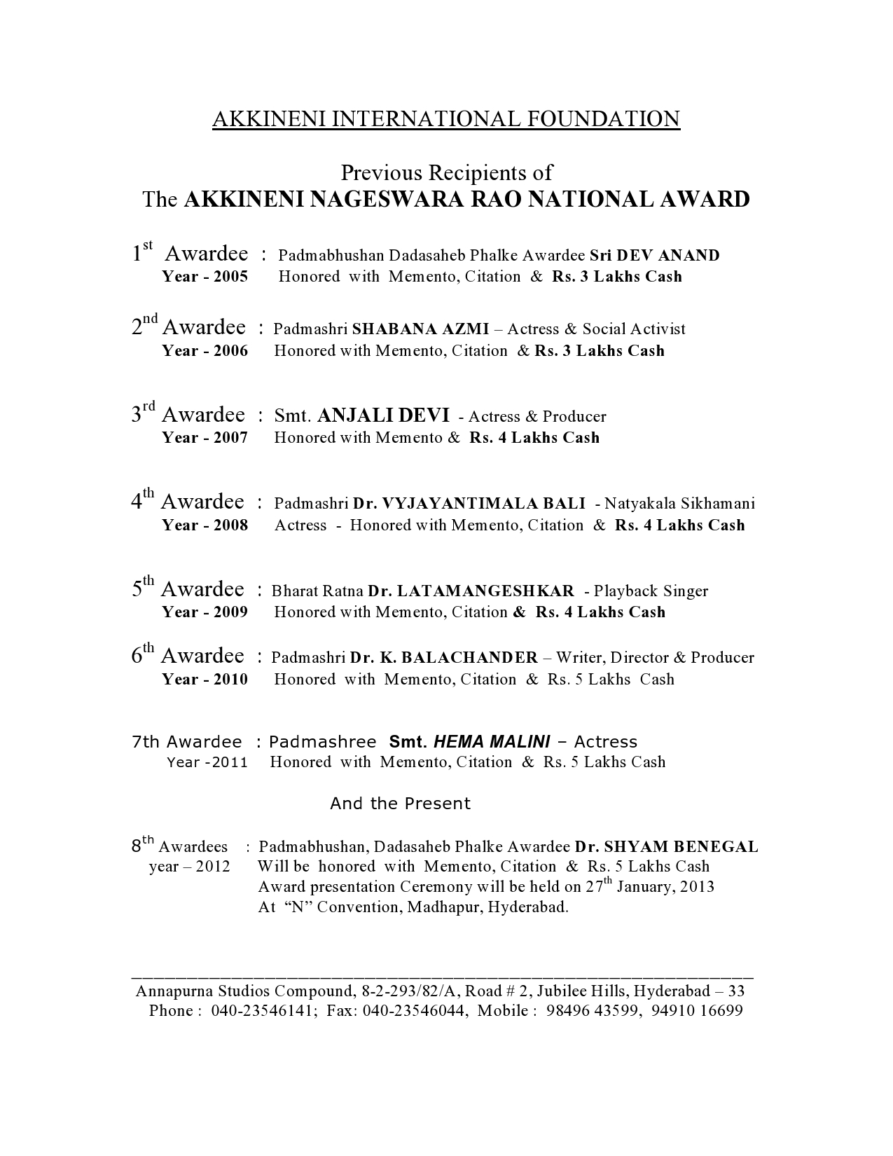 ANR Award recipients